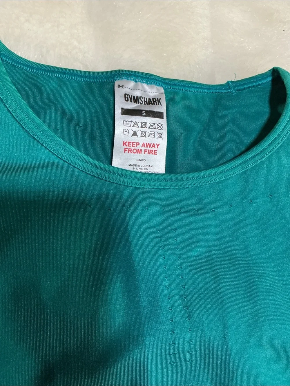 Gymshark seamless crop with back cut out teal green size small